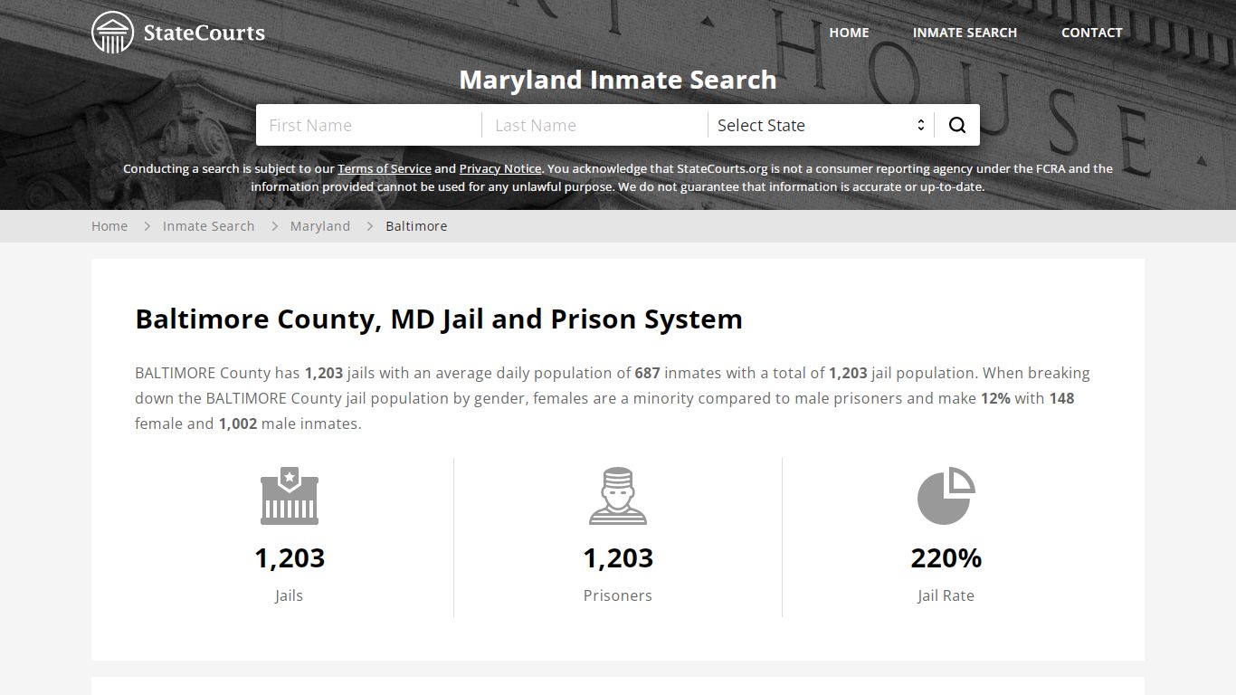 Baltimore County, MD Inmate Search - StateCourts