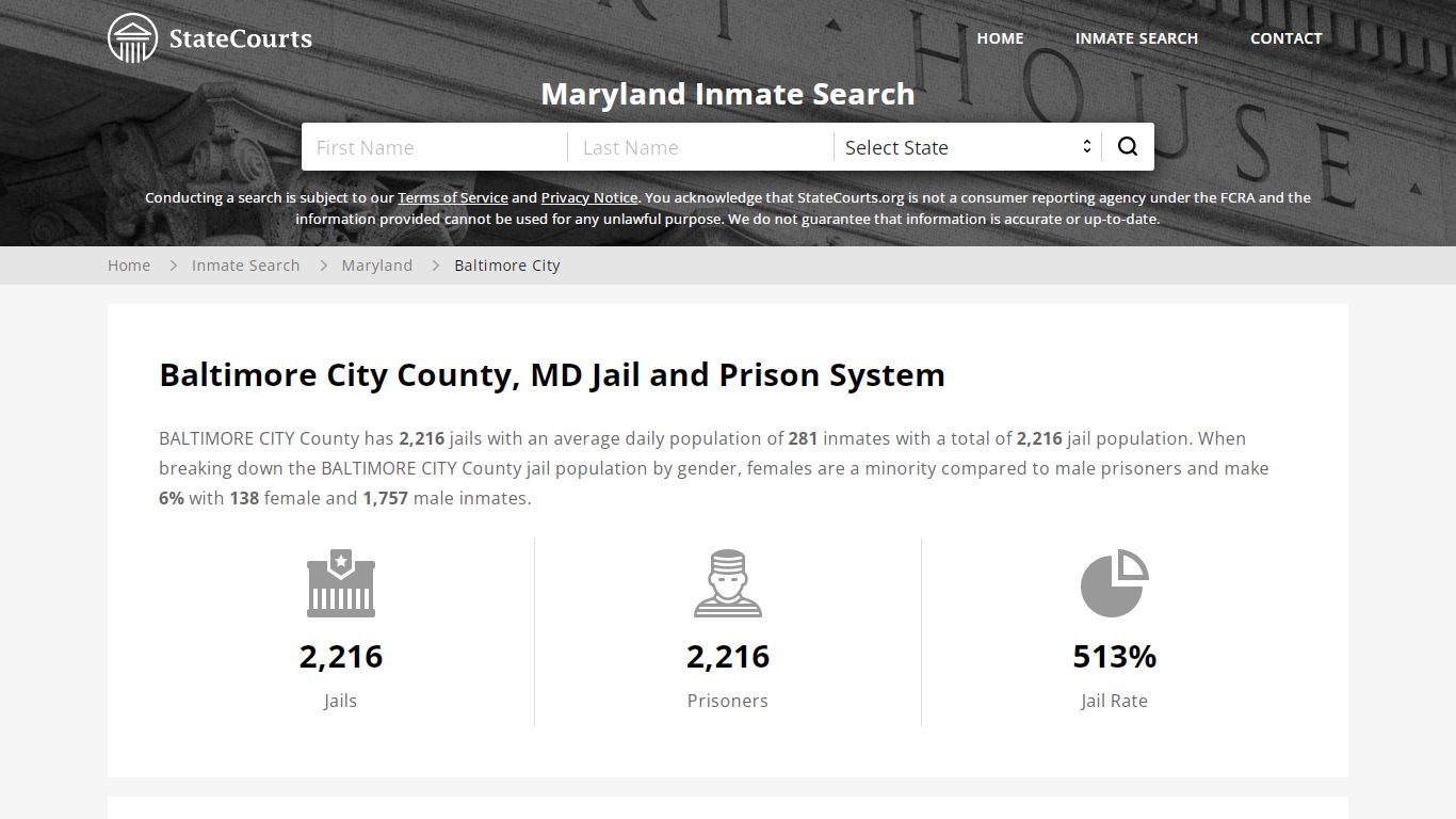 Baltimore City County, MD Inmate Search - StateCourts