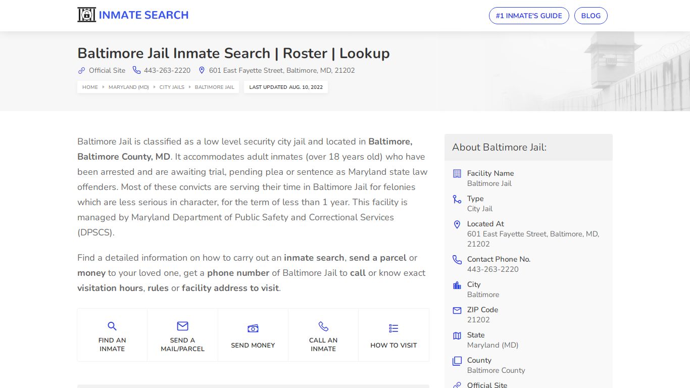 Baltimore Jail Inmate Search | Roster | Lookup