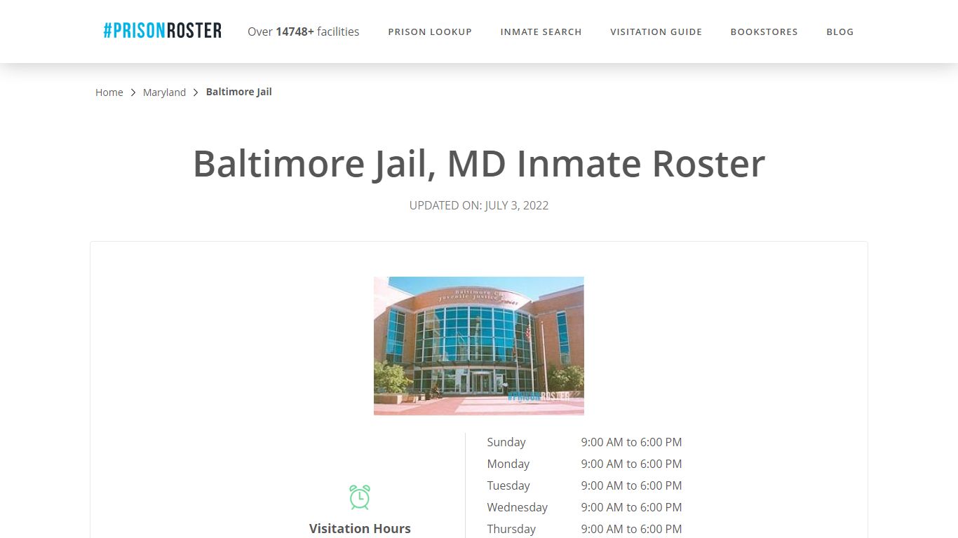 Baltimore Jail, MD Inmate Roster - Inmate Locator